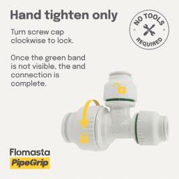Flomasta  Plastic Push-Fit Reducing Tee 15mm x 10mm x 10mm