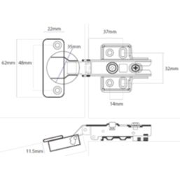 Eclipse 99016 Steel 105° Concealed Hinges Trade Pack 64mm 20 Pieces