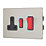 Contactum Lyric 45A 2-Gang DP Cooker Switch & 13A DP Switched Socket Brushed Steel  with Black Inserts