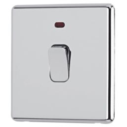 Arlec  20A 1-Gang DP Control Switch Polished Chrome with Neon with Colour-Matched Inserts