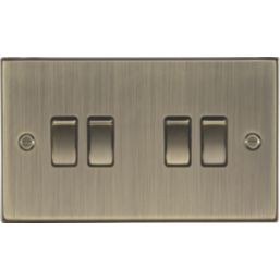 Knightsbridge  10AX 4-Gang 2-Way Light Switch  Antique Brass