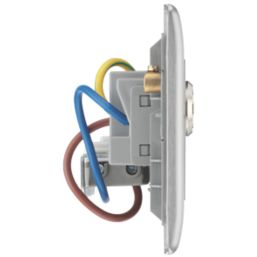 British General Nexus Metal 13A Key Switch 1-Gang DP Switched Socket Brushed Steel with Graphite Inserts