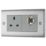British General Nexus Metal 13A Key Switch 1-Gang DP Switched Socket Brushed Steel with Graphite Inserts
