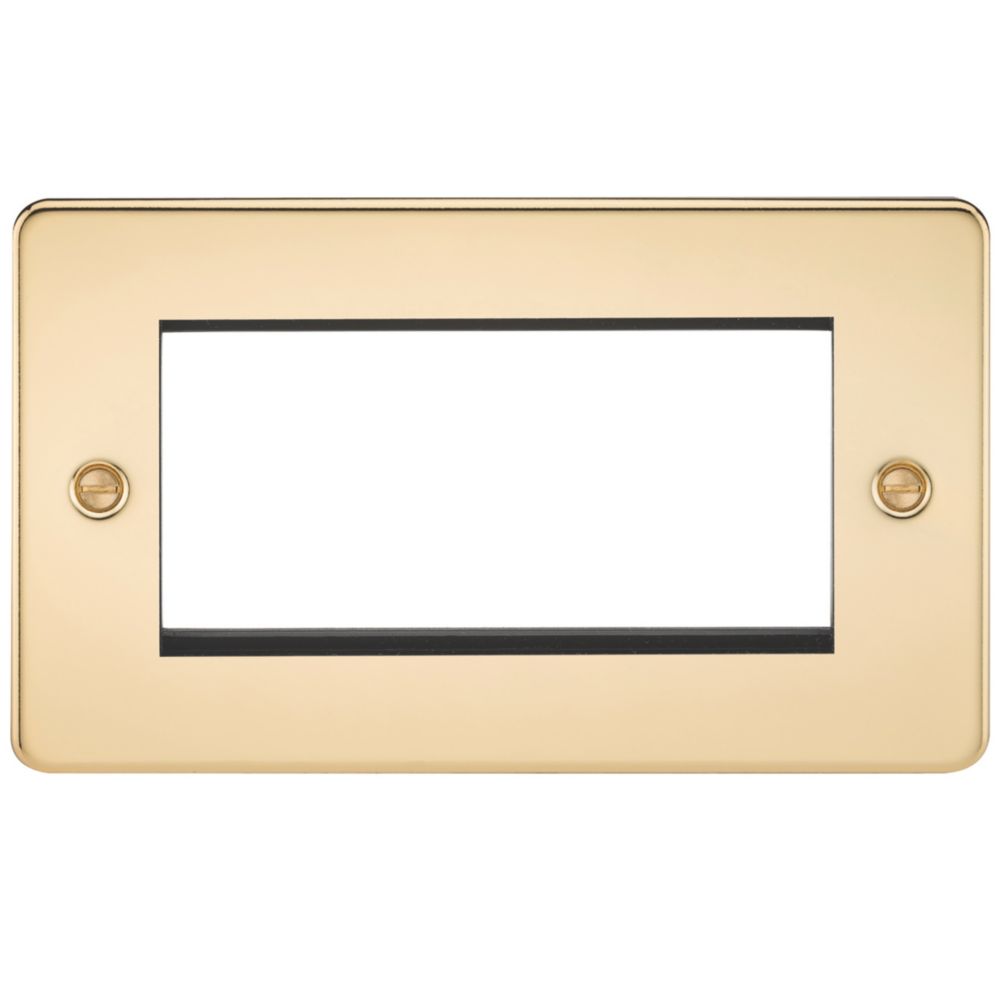 Knightsbridge Flat Plate 4-Module Modular Faceplate Polished Brass ...