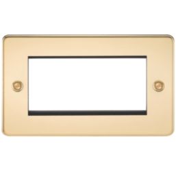 Knightsbridge Flat Plate 4-Module Modular Faceplate Polished Brass