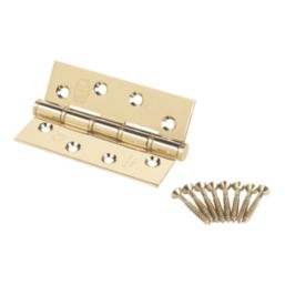 Smith & Locke  Electro Brass Grade 7 Fire Rated Washered Hinges 102mm x 67mm 2 Pack