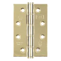 Smith & Locke  Electro Brass Grade 7 Fire Rated Washered Hinges 102mm x 67mm 2 Pack