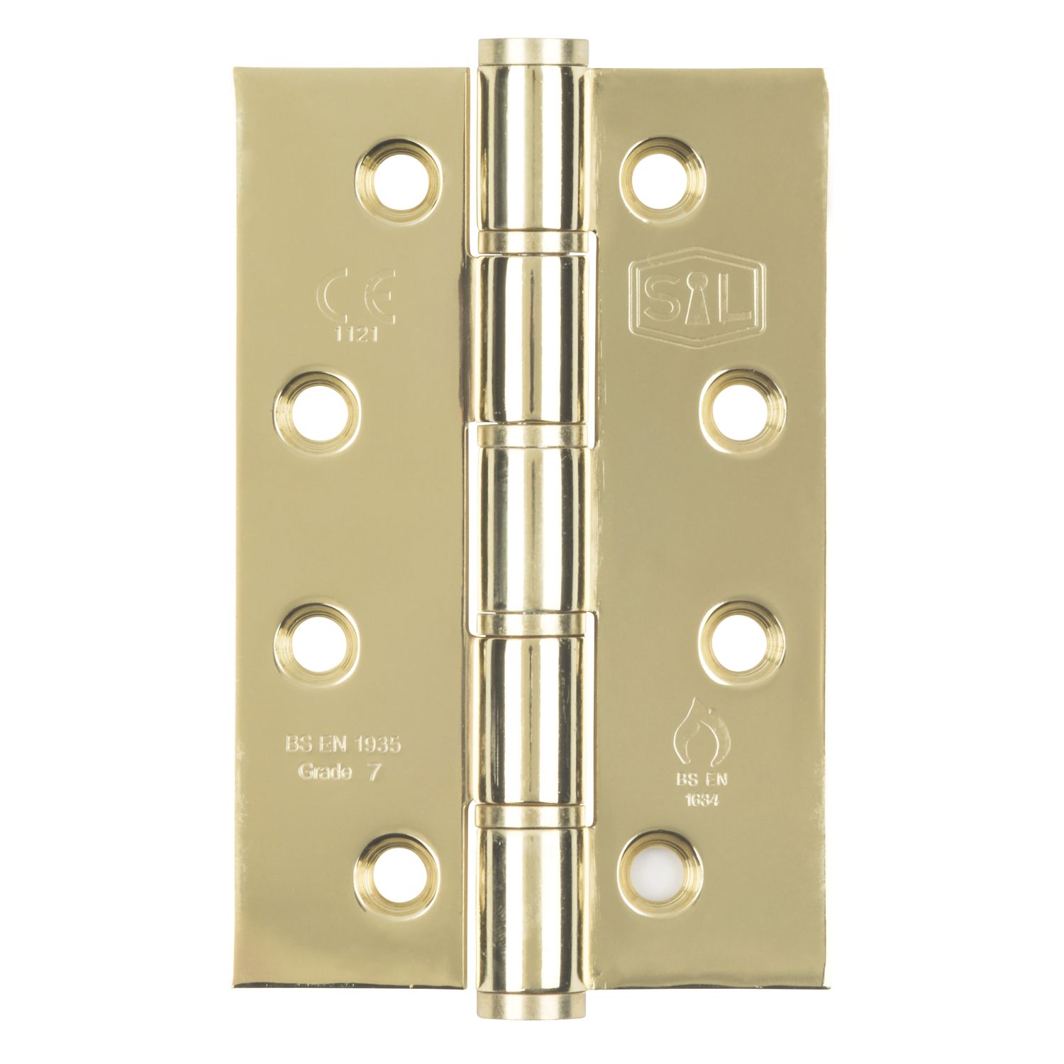 Smith & Locke Electro Brass Grade 7 Fire Rated Washered Hinges 102mm x 67mm 2 Pack (8577J)