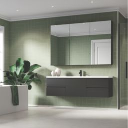 Fibo Urban Wet Wall Panelling Herringbone Matt Green 2400mm x 600mm x 10.2mm