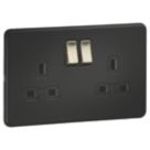 Knightsbridge  13A 2-Gang 2-Pole Switched Socket Matt Black