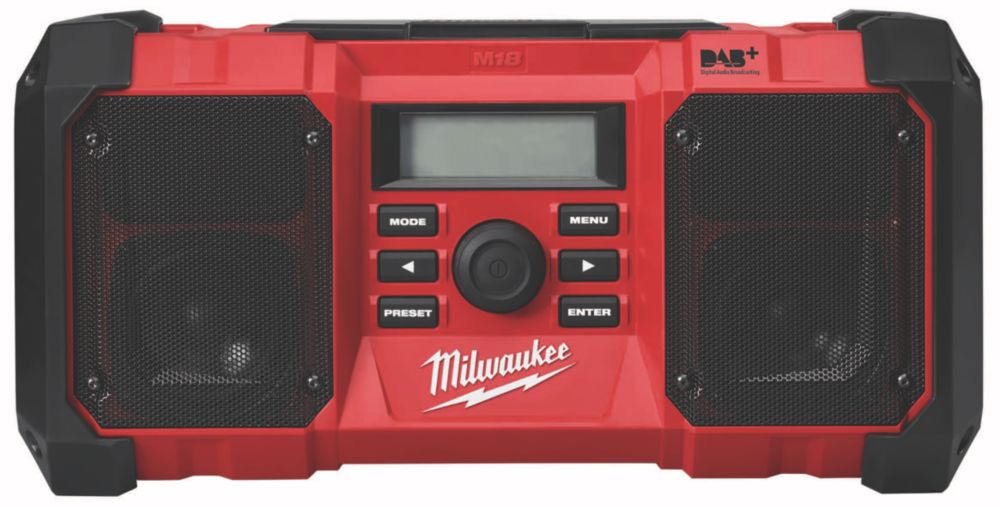 Milwaukee M18 JSRDAB 0 230V or 18V DAB FM Site Radio Screwfix