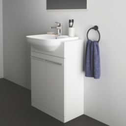 Ideal Standard i.life A Semi-Countertop Floorstanding Basin Unit with Chrome Handles & Basin Matt White 602mm x 440mm x 1003mm