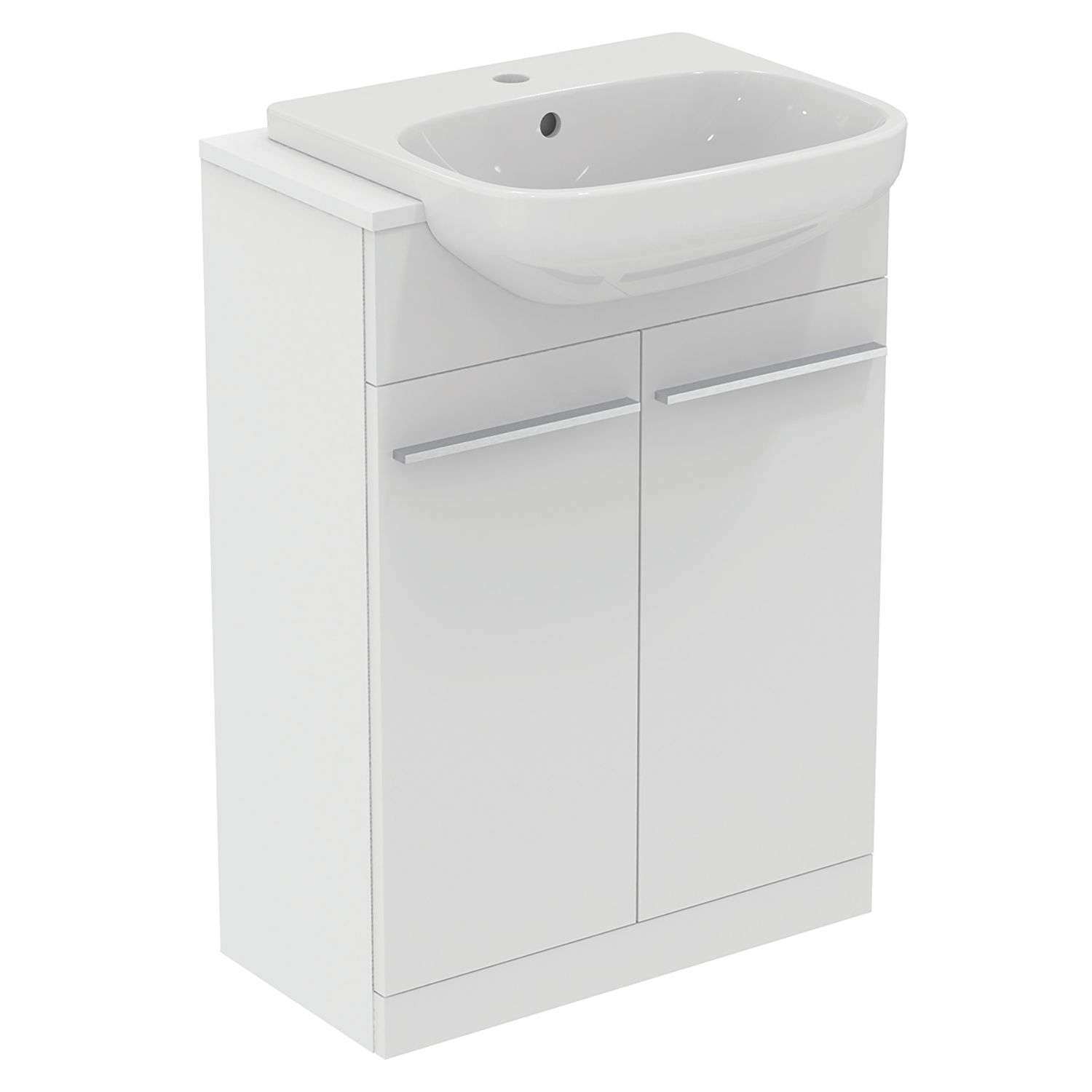 Ideal Standard i.life A Semi-Countertop Floorstanding Basin Unit with Chrome Handles & Basin Matt White 602mm x 440mm x 1003mm (857HM)