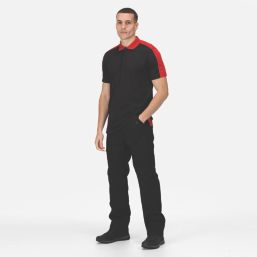 Regatta Contrast Coolweave Polo Shirt Black/Classic Red 2X Large 53" Chest