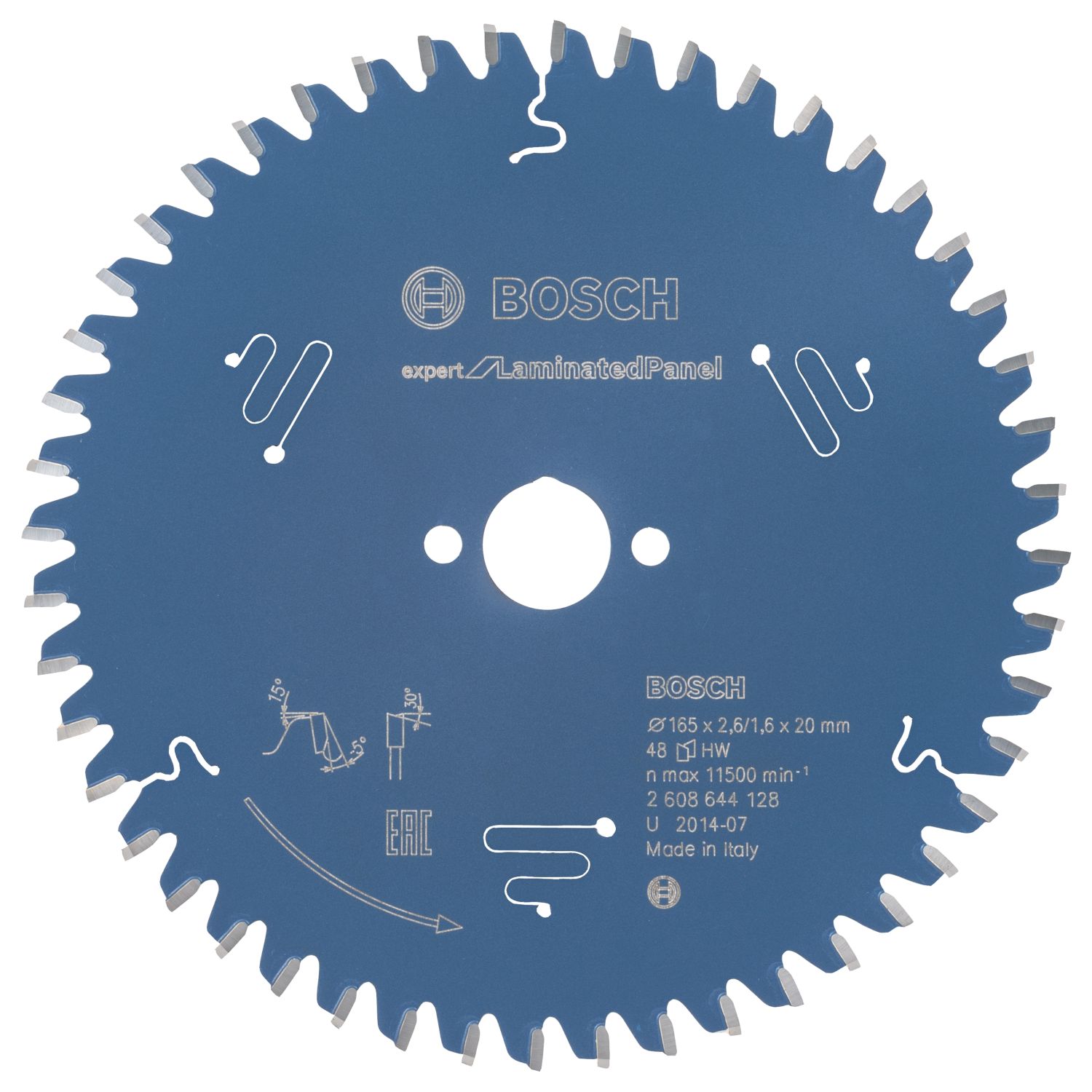 Bosch Expert Laminate Panel Circular Saw Blade 165mm x 20mm 48T (857KP)