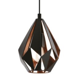 Eglo Carlton 1 Single Pendant Light Black/Copper