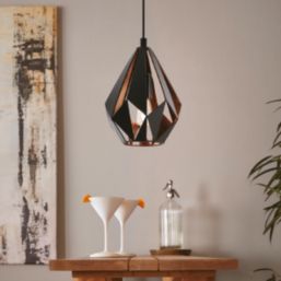 Eglo Carlton 1 Single Pendant Light Black/Copper
