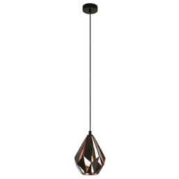 Eglo Carlton 1 Single Pendant Light Black/Copper