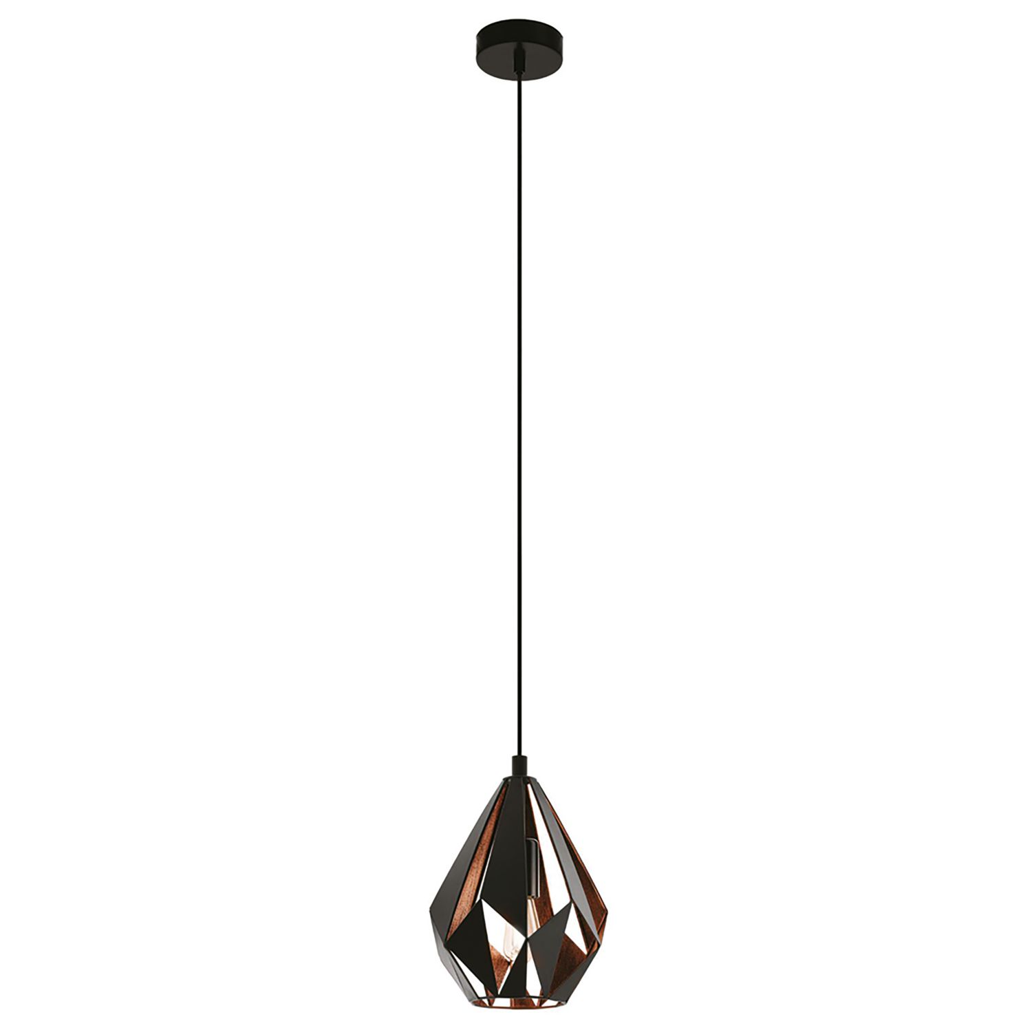 Eglo Carlton 1 Single Pendant Light Black/Copper (857PL)