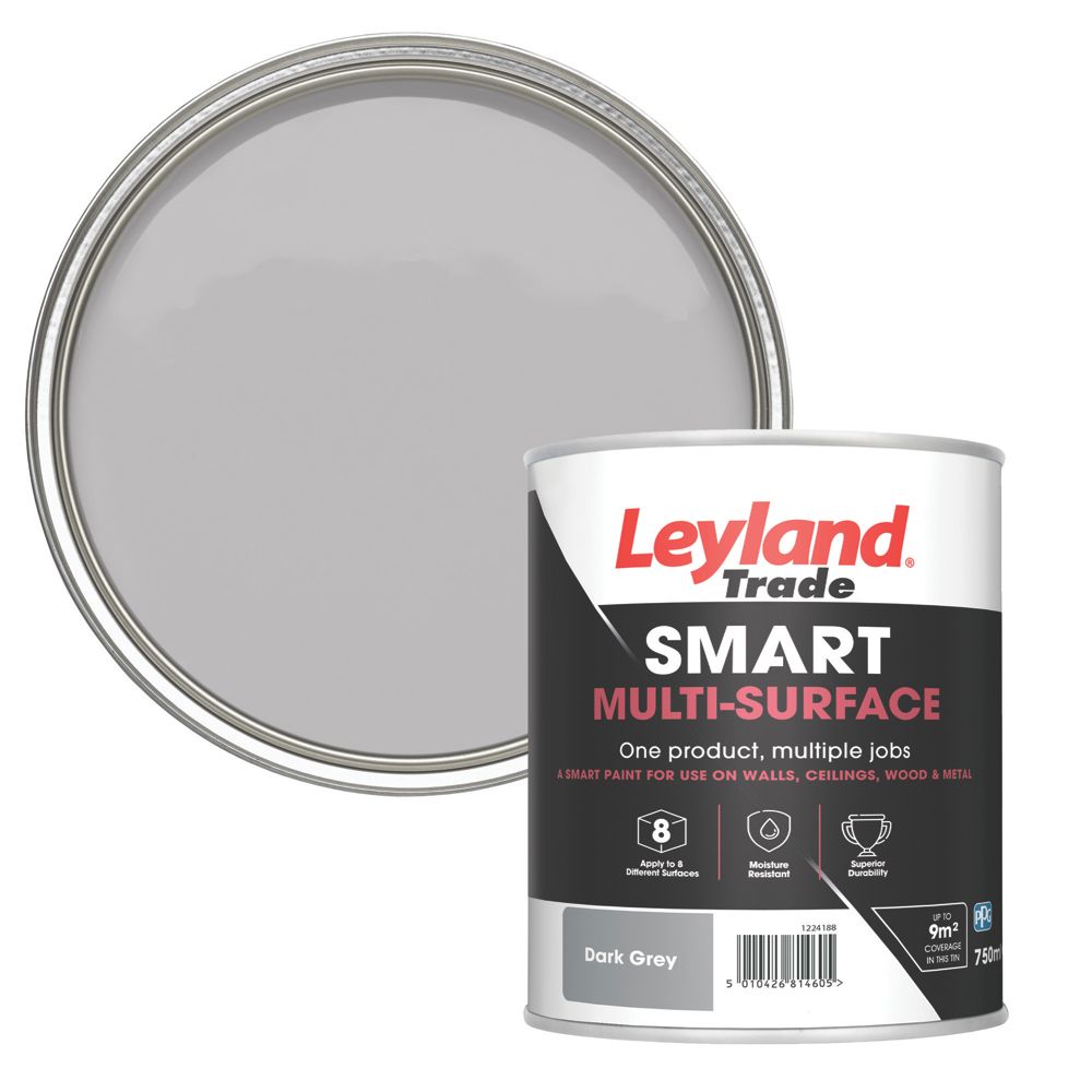 Leyland Trade 750ml Dark Grey Eggshell Emulsion Multi Surface Paint