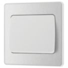 British General Evolve 20A 16AX 1-Gang 2-Way Wide Rocker Light Switch  Brushed Steel with White Inserts