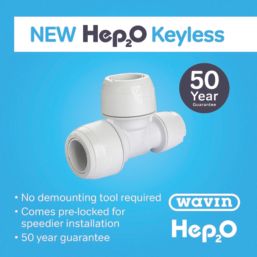Hep2O  Plastic Push-Fit Reducing Keyless Tee 22mm x 15mm x 22mm 5 Pack