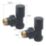Towelrads  15mm x 1/2" Black Angled Designer Manual Radiator Valve & Lockshield  2 Pack