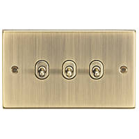 Knightsbridge CSTOG3AB 10AX 3-Gang 2-Way Light Switch  Antique Brass