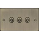 Knightsbridge  10AX 3-Gang 2-Way Light Switch  Antique Brass