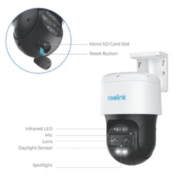 Reolink TrackMix Auto PTZ PoE AI White Wired 4K Indoor & Outdoor Smart CCTV Security Camera