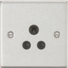 Knightsbridge  5A 1-Gang Unswitched Socket Brushed Chrome with Black Inserts