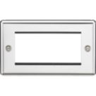 Knightsbridge Raised Rounded 4-Module Modular Faceplate Polished Chrome