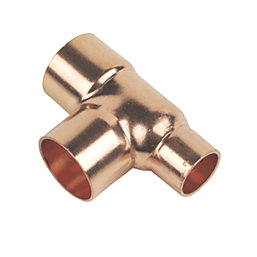 Flomasta  Copper End Feed Reducing Tee 22mm x 15mm x 22mm