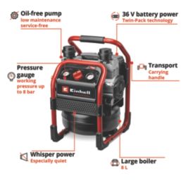 Einhell Professional SILENZZO 36/210 8Ltr 36V Li-Ion Power X-Change  Cordless Compressor - Bare