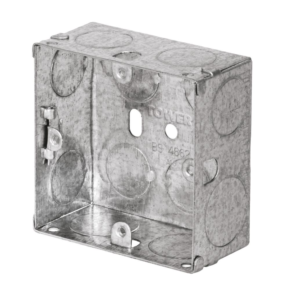 Tower 1-Gang Galvanised Steel Knockout Back Box 35mm - Screwfix