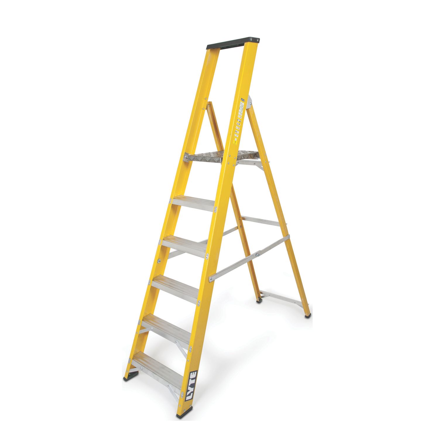Lyte Fibreglass 1.88m 6 Step Platform Step Ladder (858FG)