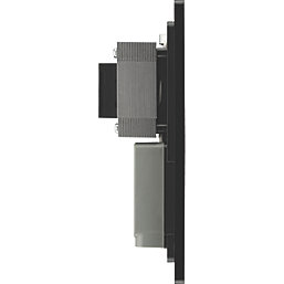 British General Evolve 2-Gang Dual Voltage Shaver Socket 115/240V Grey with Black Inserts