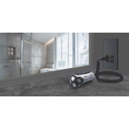 British General Evolve 2-Gang Dual Voltage Shaver Socket 115/240V Grey with Black Inserts