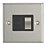 Contactum iConic 13A Switched Fused Spur  Brushed Steel with Black Inserts