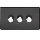 Knightsbridge SF2183MB 3-Gang 2-Way LED Dimmer Switch with Chrome Buttons  Matt Black