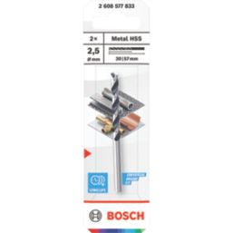 Bosch PointTeQ Straight Shank Metal Drill Bits 2.5mm x 57mm 2 Pack