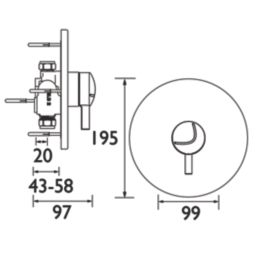 Bristan Lever Handle Concealed Single Outlet Thermostatic Chrome-Plated Shower Valve