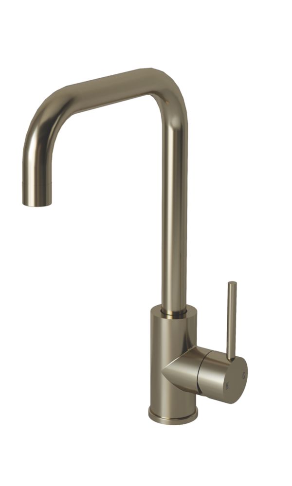 ETAL Trent Single Lever Kitchen Mixer Tap Brushed Steel Screwfix