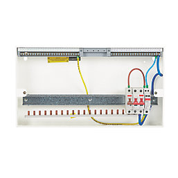 Contactum Defender 1.0 22-Module 18-Way Part-Populated  Main Switch Consumer Unit with SPD