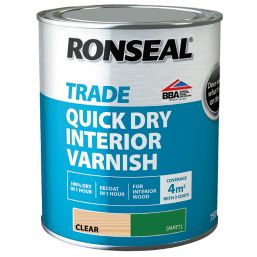 Ronseal 750ml Clear Matt Water-Based Interior Wood Varnish
