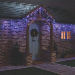 300 LED Indoor & Outdoor Blue & White Icicle Christmas Lights 20.85m