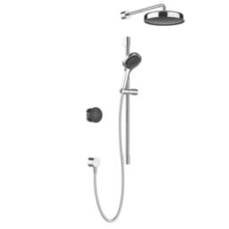 Mira Platinum HP/Combi Rear-Fed Black / Chrome Thermostatic Wireless Dual Outlet Digital Mixer Shower