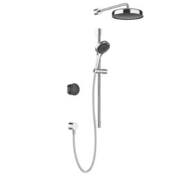 Mira Platinum HP/Combi Rear-Fed Black/Chrome Thermostatic Wireless Dual Outlet Digital Mixer Shower
