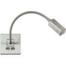 Knightsbridge  LED Reading Light Brushed Chrome 2W 55lm + 2.4A 2-Outlet Type A USB Charger