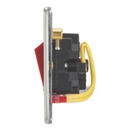 Contactum Lyric 45A 1-Gang DP Control Switch Brushed Steel with Neon with Black Inserts